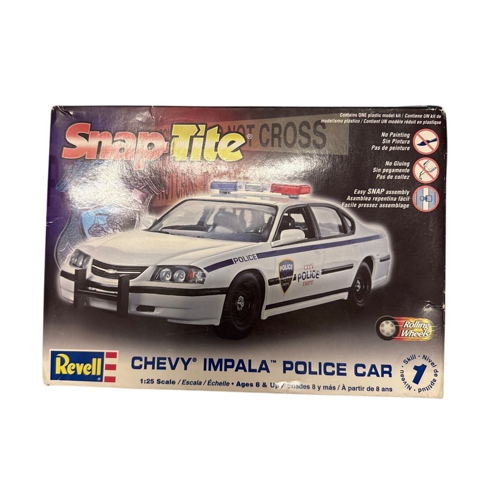 Revell SnapTite Chevy Impala Police Car Model Kit 1:25 Scale Skill 1 85-1928 +‎